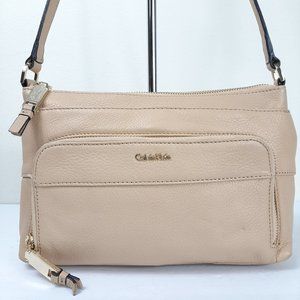 CALVIN KLEIN Beige Tan Leather Evening Purse Clutc